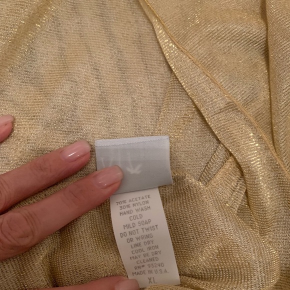 Sheer gold tie front top - Picture 5 of 5